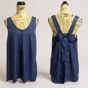 Candie's  Satin back bow sleeveless tank top in winter blue